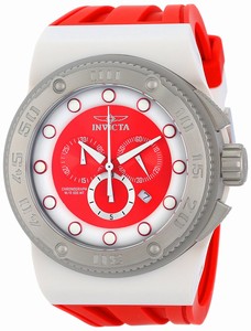 Invicta Akula Quartz Chronograph Date Red Silicone Watch # 12317 (Men Watch)