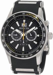 Invicta Aviator Quartz Chronograph Date Black Polyurethane Watch # 1234 (Men Watch)