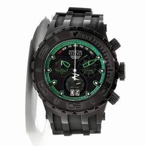 Invicta Black With Green Border Dial Uni-directional Rotating Black Ion-plated Band Watch #12345 (Men Watch)