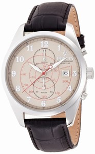 Invicta Vintage Quartz Chronograph Date Beige Dial Leather Strap Watch # 12386 (Men Watch)