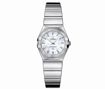 Omega 24mm Constellation Polished Quartz White Mother Of Pearl Stainless Steel Case With Stainless Steel Bracelet Watch #123.10.24.60.05.002 (Women Watch)