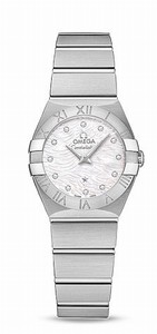 Omega Constellation Quartz White Mother of Pearl Diamond Dial Stainless Steel Watch# 123.10.24.60.55.004 (Women Watch)