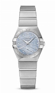 Omega Constellation Quartz Blue Mother of Pearl Diamond Dial Stainless Steel Watch# 123.10.24.60.57.001 (Women Watch)