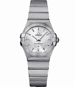Omega 27mm Constellation Brushed Quartz Silver Dial Stainless Steel Case With Stainless Steel Bracelet Watch #123.10.27.60.02.001 (Women Watch)