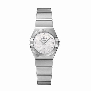 Omega Constellation Quartz White Mother of Pearl Diamond Dial Stainless Steel Watch# 123.10.27.60.55.003 (Women Watch)