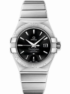 Omega 31mm Constellation Brushed Co-Axial Chronometer Black Dial Stainless Steel Case With Stainless Steel Bracelet Watch #123.10.31.20.01.001 (Women Watch)