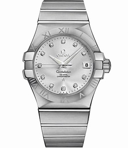 Omega 35mm Automatic Co-Axial Silver Dial Stainless Steel Case, Diamonds On Hour Indices With Stainless Steel Bracelet Watch#123.10.35.20.52.001 (Men Watch)