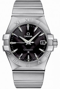 Omega 35mm Quartz Black Dial Stainless Steel Case With Stainless Steel Bracelet Watch #123.10.35.60.01.001 (Men Watch)