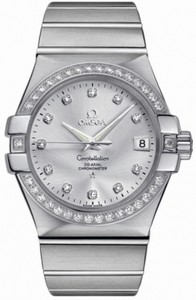 Omega 35mm Automatic Chronometer Silver Dial Stainless Steel Case, Diamonds With Stainless Steel Bracelet Watch #123.15.35.20.52.001 (Men Watch)