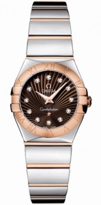 Omega 24mm Constellation Polished Quartz Brown Dial Rose Gold Case, Diamonds With Rose Gold And Stainless Steel Bracelet Watch #123.20.24.60.63.002 (Women Watch)