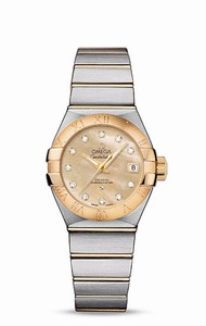 Omega Constellation Co-Axial Automatic Chronometer Champagne Mother of Pearl Diamond Dial 18k Yellow Gold and Stainless Steel Watch# 123.20.27.20.57.002 (Women Watch)