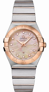 Omega Constellation Quartz Rose Gold Mother of Pearl Dial 18k Rose Gold and Stainless Steel Bracelet Watch# 123.20.27.60.57.002 (Women Watch)