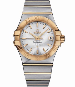 Omega 35mm Automatic Chronometer Silver Dial Yellow Gold Case With Yellow Gold And Stainless Steel Bracelet Watch #123.20.35.20.02.002 (Men Watch)