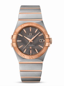 Omega Constellation Co-Axial Automatic Chronometer Gray Dial Date 18k Rose Gold and Stainless Steel Bracelet Watch# 123.20.35.20.06.002 (Men Watch)