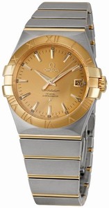 Omega 35mm Automatic Chronometer Yellow Gold Dial And Case With Yellow Gold And Stainless Steel Bracelet Watch #123.20.35.20.08.001 (Men Watch)
