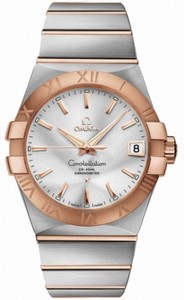 Omega 38mm Automatic Chronometer Silver Dial Rose Gold Case With Rose Gold And Stainless Steel Bracelet Watch #123.20.38.21.02.001 (Men Watch)