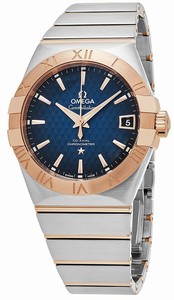 Omega Blue Dial stainless-steel-rose-gold Band Watch # 123.20.38.21.03.001 (Men Watch)