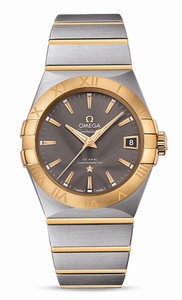 Omega Constellation Co-Axial Automatic Chronometer Gray Dial Date 18k Yellow Gold and Stainless Steel Bracelet (38mm) Watch # 123.20.38.21.06.001 (Men Watch)