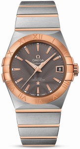 Omega Constellation Co-Axial Automatic Chronometer Gray Dial Date 18k Rose Gold and Stainless Steel Bracelet (38mm) Watch# 123.20.38.21.06.002 (Men Watch)