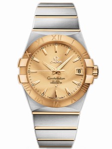 Omega 38mm Automatic Chronometer Yellow Gold Dial And Case With Yellow Gold And Stainless Steel Bracelet Watch #123.20.38.21.08.001 (Men Watch)