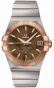 Omega 38mm Automatic Chronometer Brown Dial Rose Gold Case With Rose Gold And Stainless Steel Bracelet Watch #123.20.38.21.13.001 (Men Watch)