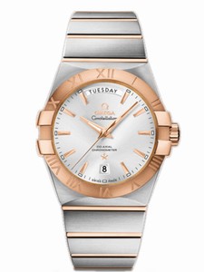 Omega 38mm Automatic Chronometer Silver Dial Rose Gold Case With Rose Gold And Stainless Steel Bracelet Watch #123.20.38.22.02.001 (Men Watch)
