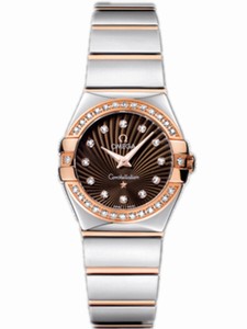 Omega 24mm Constellation Polished Quartz Brown Dial Rose Gold Case, Diamonds With Rose Gold And Stainless Steel Bracelet Watch #123.25.24.60.63.002 (Women Watch)