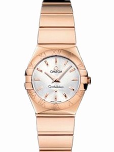 Omega 24mm Constellation Polished Quartz Silver Dial Rose Gold Case And Bracelet Watch #123.50.24.60.02.003 (Women Watch)