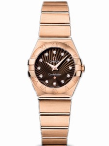Omega 24mm Constellation Brushed Quartz Brown Dial Rose Gold Case, Diamonds And Rose Gold Bracelet Watch #123.50.24.60.63.001 (Women Watch)