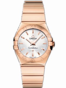 Omega 24mm Constellation Polished Quartz Silver Dial Rose Gold Case And Bracelet Watch #123.50.27.60.02.003 (Women Watch)