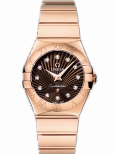 Omega 27mm Constellation Polished Quartz Brown Dial Rose Gold Case, Diamonds And Rose Gold Bracelet Watch #123.50.27.60.63.002 (Women Watch)