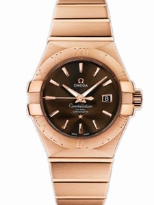 Omega 31mm Automatic Brushed Chronometer Brown Dial Rose Gold Case And Rose Gold Bracelet Watch #123.50.31.20.13.001 (Women Watch)