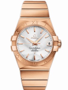 Omega 38mm Automatic Chronometer Silver Dial Rose Gold Case With Rose Gold Bracelet Watch #123.50.38.21.02.001 (Men Watch)