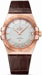 Omega Constellation Co-Axial Automatic Chronometer Date 18K Rose Gold Case Brown Leather Limited Edition Watch# 123.53.38.21.02.001 (Men Watch)