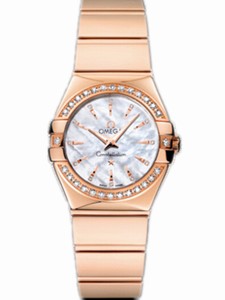 Omega 24mm Constellation Polished Quartz White Mother Of Pearl Dial Rose Gold Case, Diamonds With Rose Gold Bracelet Watch #123.55.24.60.55.006 (Women Watch)