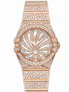 Omega 24mm Quartz Constellation Luxury Edition White Mother Of Pearl Dial Rose Gold Case, Diamonds With Rose Gold Bracelet Watch #123.55.24.60.55.009 (Women Watch)
