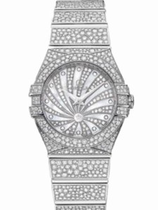 Omega Constellation Quartz 18ct White Gold 24mm Watch # 123.55.24.60.55.010 (Women Watch)