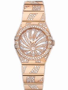 Omega 24mm Quartz Constellation Luxury Edition White Mother Of Pearl Dial Rose Gold Case, Diamonds With Rose Gold Bracelet Watch #123.55.24.60.55.011 (Women Watch)