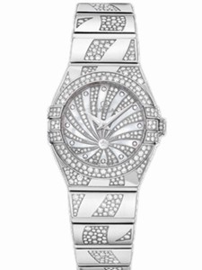 Omega 24mm Quartz Constellation Luxury Edition White Mother Of Pearl Dial White Gold Case, Diamonds With White Gold Bracelet Watch #123.55.24.60.55.012 (Women Watch)