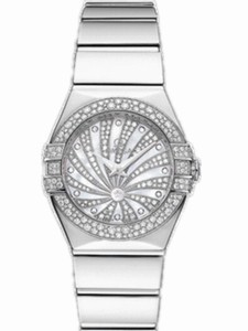 Omega 24mm Quartz Constellation Luxury Edition White Mother Of Pearl Dial White Gold Case, Diamonds With White Gold Bracelet Watch #123.55.24.60.55.014 (Women Watch)