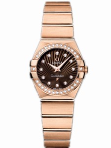 Omega 24mm Constellation Brushed Quartz Brown Dial Rose Gold Case, Diamonds With Rose Gold Bracelet Watch #123.55.24.60.63.001 (Women Watch)