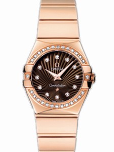 Omega 24mm Constellation Polished Quartz Brown Dial Rose Gold Case, Diamonds With Rose Gold Bracelet Watch #123.55.24.60.63.002 (Women Watch)