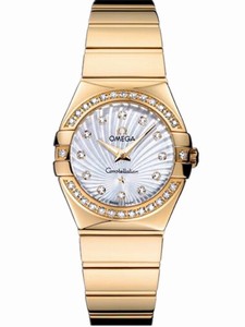 Omega Constellation Quartz Quartz Diamonds and Yellow Gold 27mm Watch # 123.55.27.60.55.007 (Women Watch)