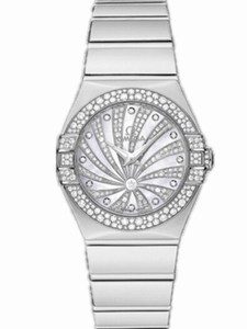 Omega 27mm Quartz Constellation Luxury Edition White Mother Of Pearl Dial White Gold Case, Diamonds With White Gold Bracelet Watch #123.55.27.60.55.014 (Women Watch)