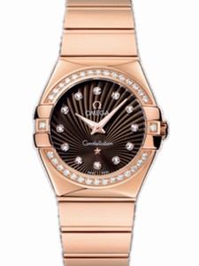 Omega 27mm Constellation Polished Quartz Brown Dial Rose Gold Case, Diamonds With Rose Gold Bracelet Watch #123.55.27.60.63.002 (Women Watch)