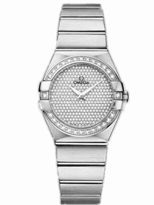 Omega 27mm Constellation Brushed Quartz White Gold Dial And Case, Diamonds With White Gold Bracelet Watch #123.55.27.60.99.001 (Women Watch)