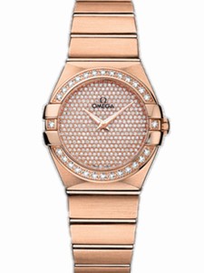 Omega 27mm Constellation Brushed Quartz Rose Gold Dial And Case, Diamonds With Rose Gold Bracelet Watch #123.55.27.60.99.004 (Women Watch)