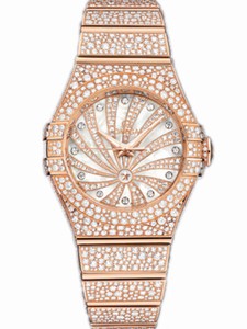 Omega 31mm Automatic Constellation Luxury Edition White Mother Of Pearl Dial Rose Gold Case, Diamonds With Rose Gold Bracelet Watch #123.55.31.20.55.006 (Women Watch)
