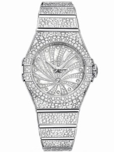 Omega 31mm Automatic Constellation Luxury Edition White Mother Of Pearl Dial White Gold Case, Diamonds With White Gold Bracelet Watch #123.55.31.20.55.007 (Women Watch)