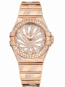 Omega 31mm Automatic Constellation Luxury Edition White Mother Of Pearl Dial Rose Gold Case, Diamonds With Rose Gold Bracelet Watch #123.55.31.20.55.008 (Women Watch)